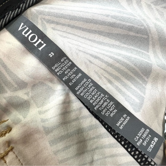 Vuori Cruise Wheat Frond 8” Leaf Print Boardshorts Swim Trunks Men’s 33 - Picture 12 of 13